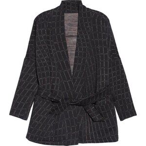 Nike Yoga Therma-FIT Luxe Robe Women's Black Jacquard Quilted Tie Front 1X NWT